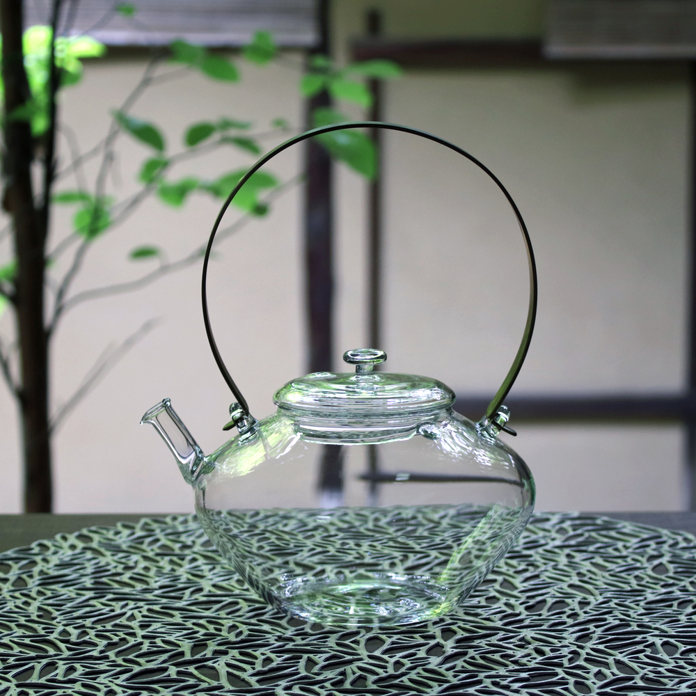 glass atelierえむに 真鍮把手のポット 耐熱ガラス | J-ARTIST.COM